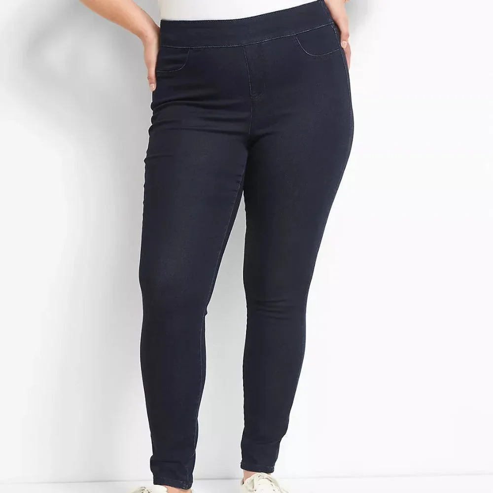 Lane Bryant High-Rise Sateen Pull-On Jegging - Dark Rinse Wash Size 18
